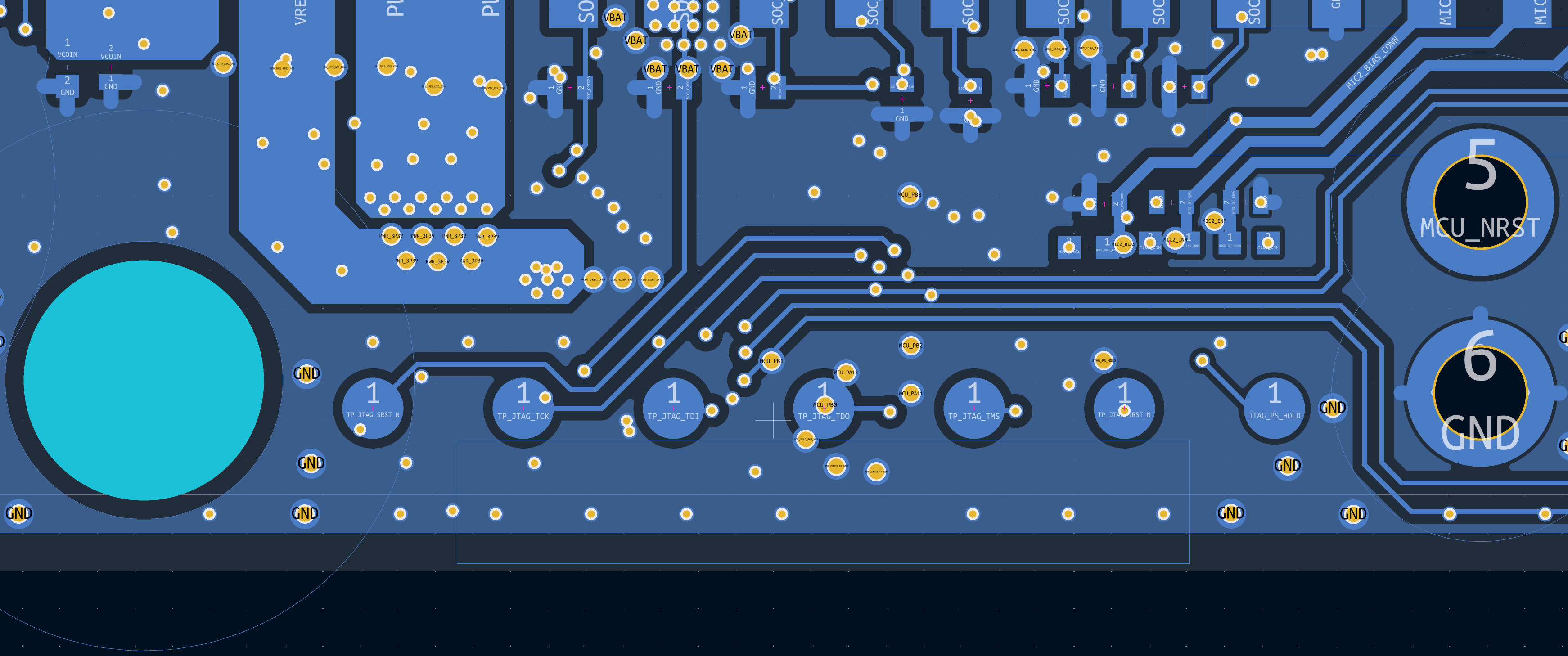 screenshot of kicad showing testpoints
