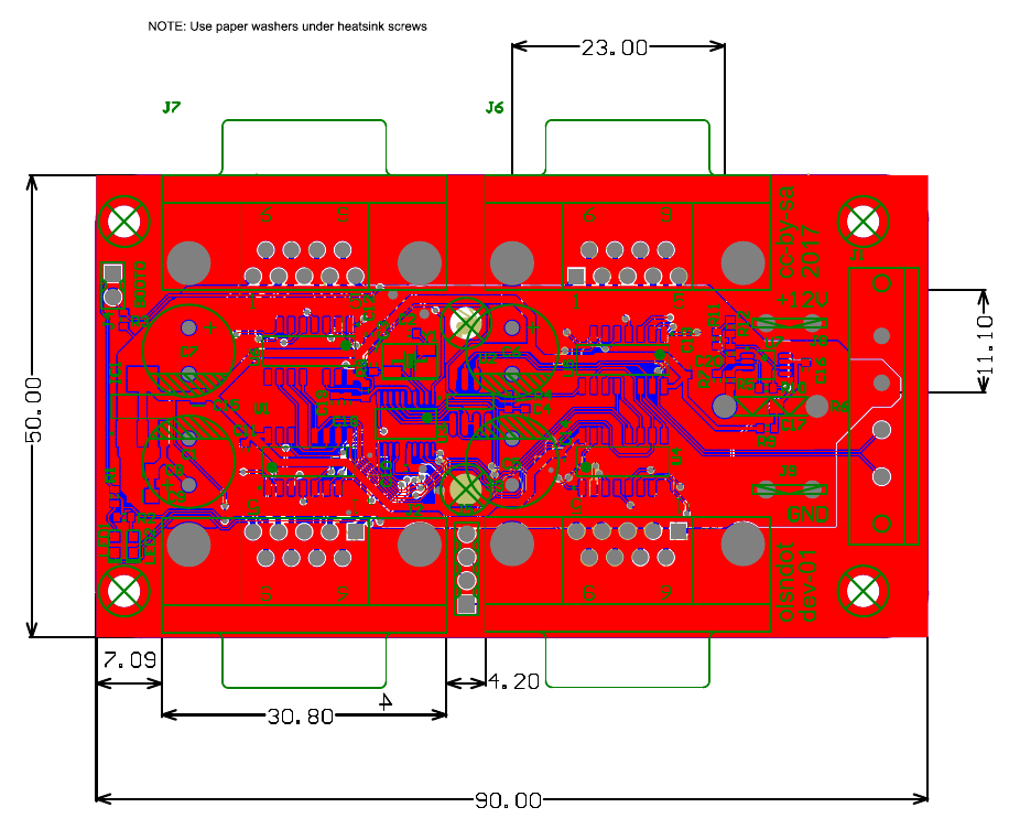 A picture of the LED driver PCB layout